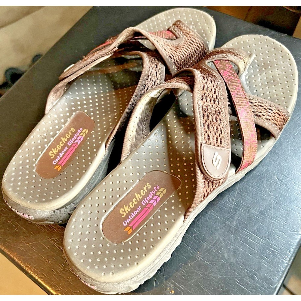 Skechers Reggae All Natural Outdoor Sandals Taupe/Multi Size 10 Women's